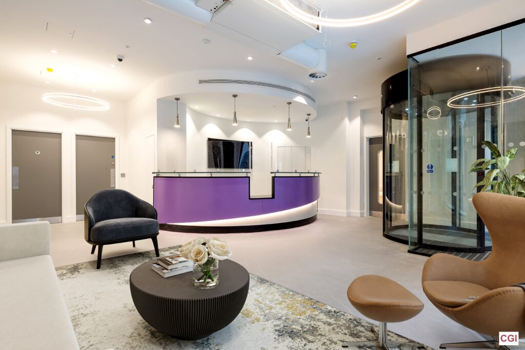 Office Building To Let Commercial Building To Rent -10 Great Castle Street reception area_Final-min